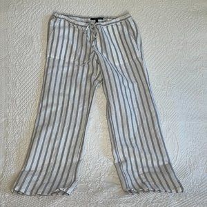 Victoria's Secret Pants Women's Size 6 White Striped Linen Blend